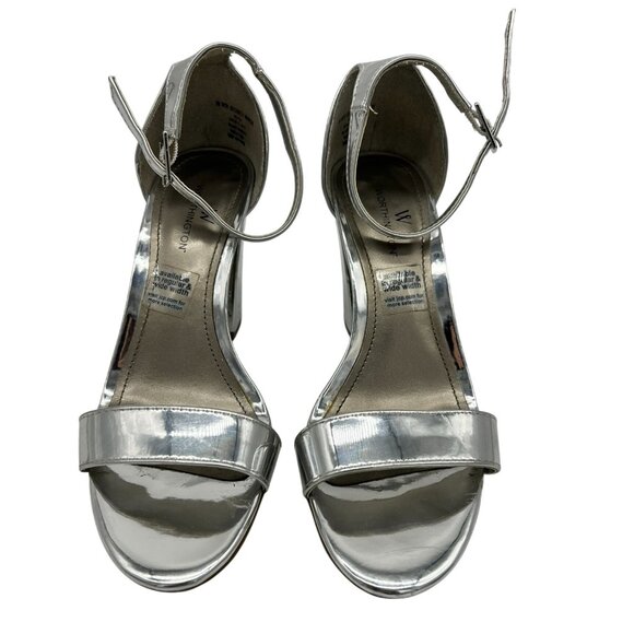 Worthington Womens Metallic Slingback Heeled Sandals Silver Sze 5M Elegant Party - Picture 1 of 11